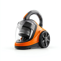 High-Tech Orange and Black Vacuum Cleaner Isolated on White Background
