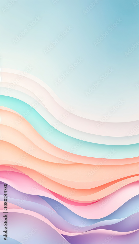 Aufkleber pastel abstract waves gradient smooth flowing lines colorful calm background gentle minimalistic soft design elegant vertical format