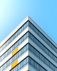 Modern office building with sleek design and bright accents