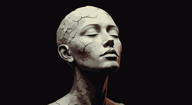 Embracing quiet solitude, mind trapped in loneliness, facing darkness