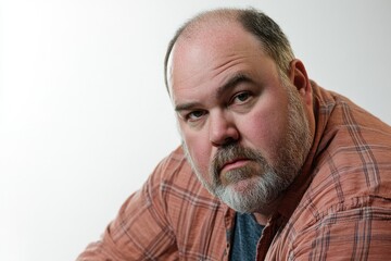 Obraz premium A person wearing a beard and plaid shirt, perfect for various editorial or commercial uses