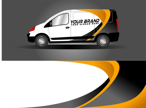 racing car van wrap rally livery. design abstract pink strip for car wrap, vinyl sticker, and decal branding