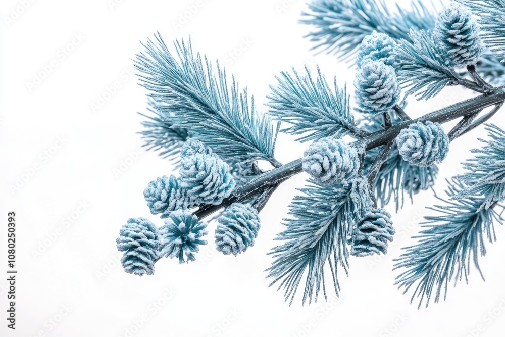 Aufkleber close-up shot of a pine tree branch with needles and cones