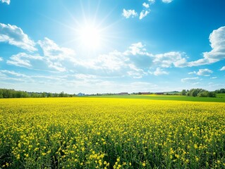 Fototapeta premium field and blue sky with clouds