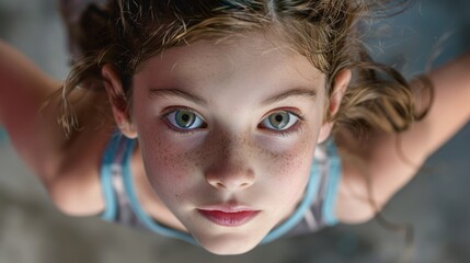 A young child with distinctive freckles on her face