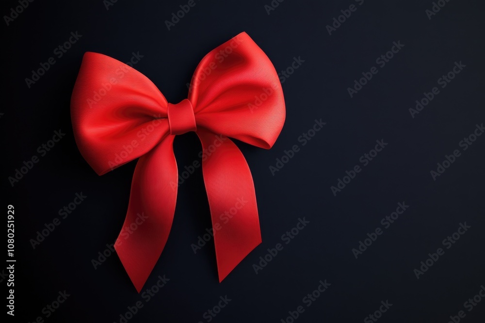 Poster A simple and striking image of a red bow against a black background, perfect for use in designs where contrast is key