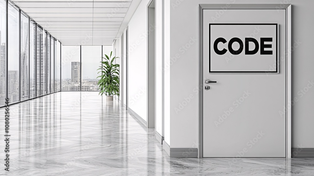 Poster empty office space with closed sign on the door symbolizing business failure and bankruptcy bankrupt