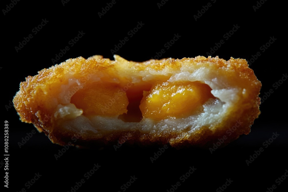 Poster a close-up shot of a single serving of food on a table, perfect for editorial or commercial use