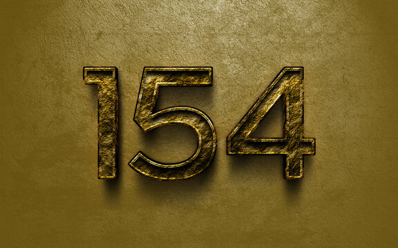 3D dark golden number design of 154 on cracked golden background.