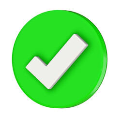 Check icon 3d, sign ok color green.