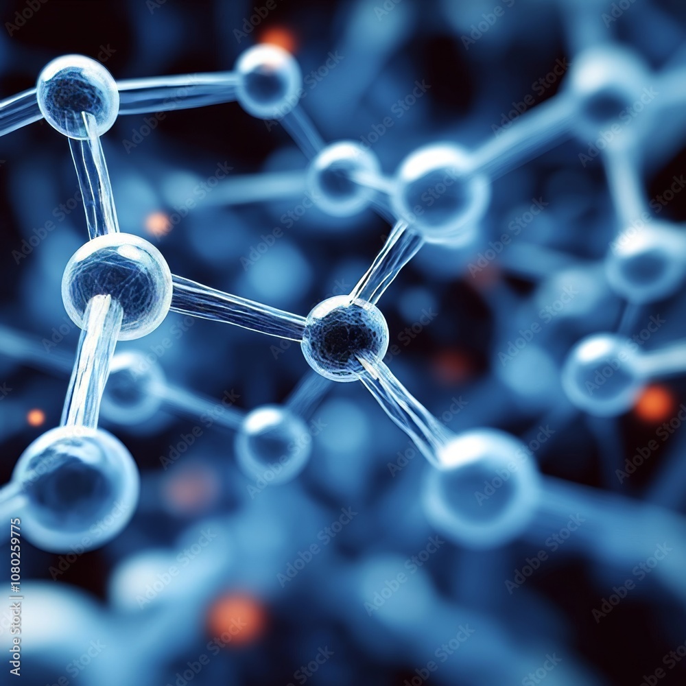 Poster abstract 3d rendering of a molecule structure, illustrating the complexities of science.