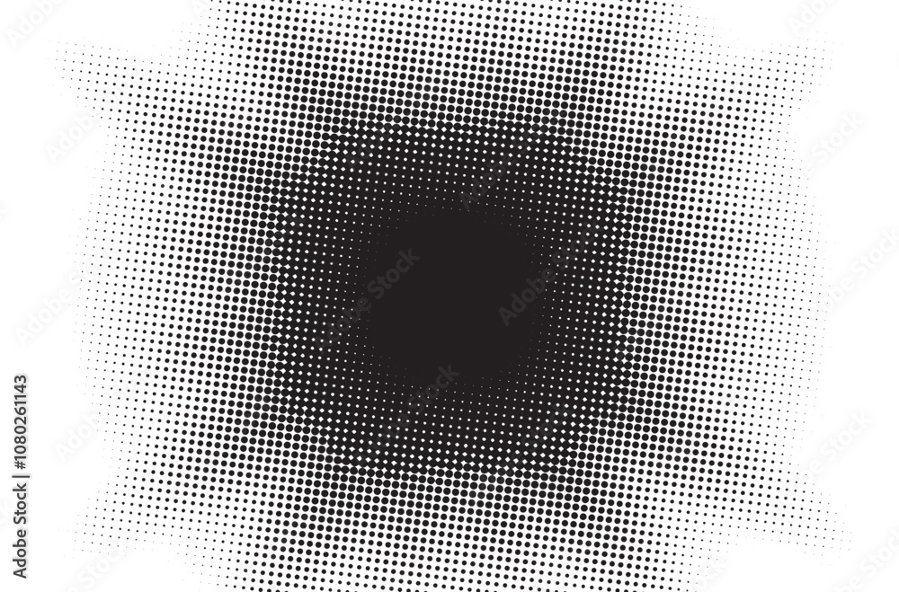 Poster Noise circle grain texture spray dot pattern abstract black round vector stipple fade halftone point artwork. Circle gradient halftone dots background. Pop art template, texture.