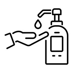 Hand wash with soap, linear style icon