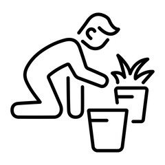 Gardening icon in linear style 