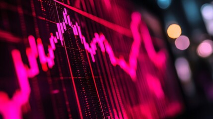 Fototapeta premium Arrow on a financial chart pointing downward sharply representing an extreme loss in market value or personal finances Bankruptcy concept with side empty space for text Stockphoto style