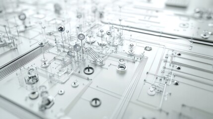 a futuristic quantum computer interface featuring complex algorithms and quantum circuits, set against a clean white background
