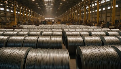 Wooden Coils Of Electric Cable Outdoor. High and low voltage cables in the storage. 10