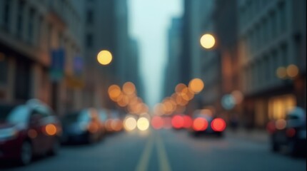 City traffic lights out of focus at evening