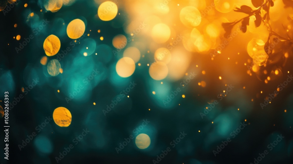 Aufkleber a blurred photo of a tree lit up with yellow lights, perfect for adding warmth to any scene
