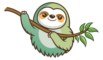 cute sloth hang a branch vector illustration, sloth vector illustration