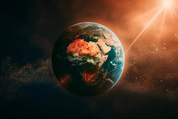 Obraz premium A planet with a sun shining on it