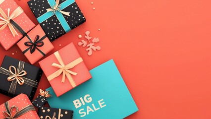 Fototapeta premium Black Friday, Big Sale . creative template on flat design ,Christmas gift boxes