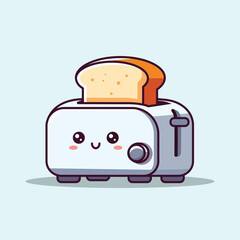 Toaster And Bread Cartoon Vector Icon Illustration. Food Technology Icon Concept Isolated Premium Vector. Flat Cartoon Style