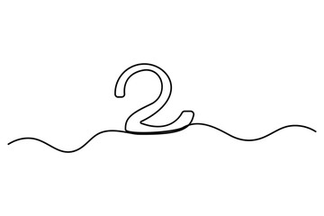 Number 2 in continuous line drawing style. editable One line drawing of number 2 icon. Vector illustration