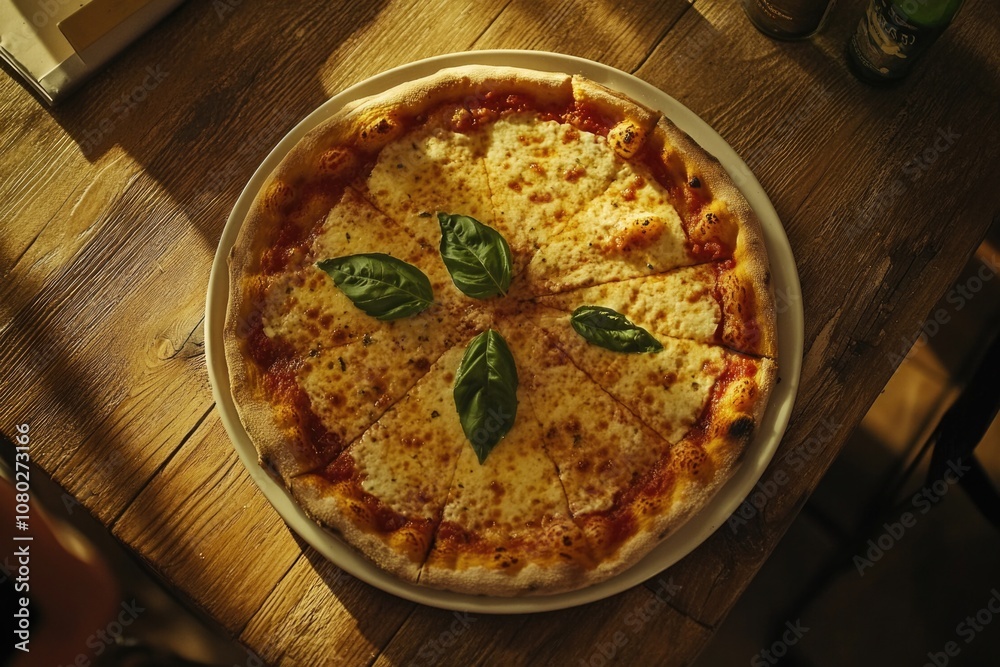 Aufkleber a single slice of pizza served on a plate on a table