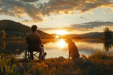 A person in a wheelchair accompanied by a loyal canine companion