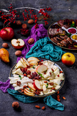 Farmer cheese on the cutting board. selective focus
