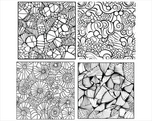 Black and White, Zentangle Doodle Vector Coloring Page
