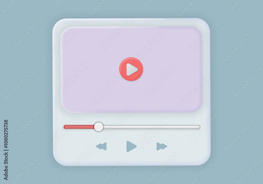 Poster Video player mockup. Online video player template for web. Media Player interface.