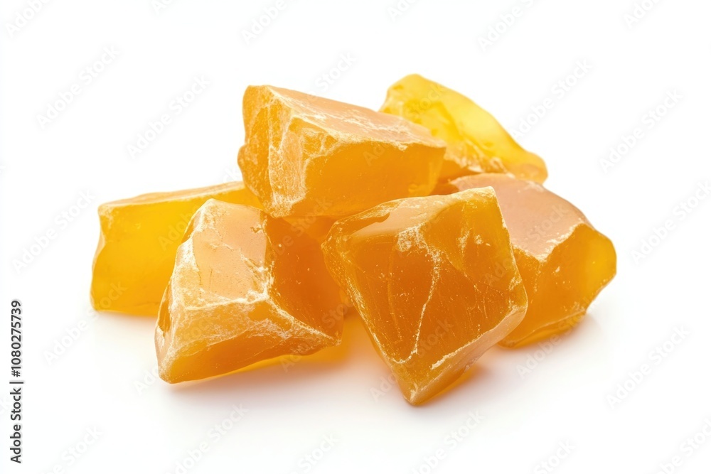 Poster A pile of orange slices arranged neatly on a white surface