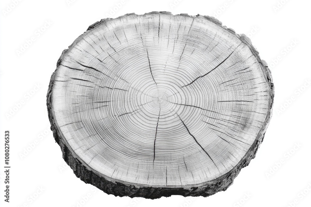 Aufkleber a single tree stump against a contrasting background in monochrome