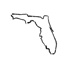 Florida hand drawn map. Simple US state outline sketch map. Doodle style map isolated on white for business designs.