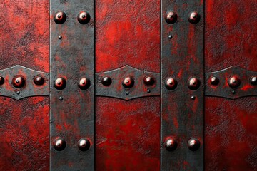 Fototapeta premium Red, grunge-painted metal wall texture background 