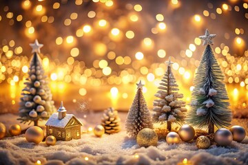 Captivating Christmas Golden Bokeh Background Captured by Drone Photography for Festive Celebrations and Holiday Decorations, Perfect for Seasonal Cards and Social Media Posts