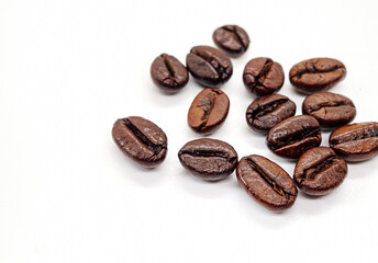 Coffee beans or  Roasted coffee bean isolated on white background, Close-up