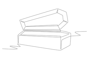 Coffin. Funeral concept one-line drawing