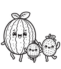 Coloring education happy family melon