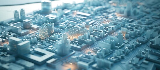 Cityscape with Glowing Towers