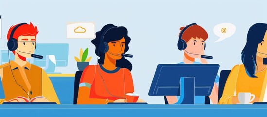 Fototapeta premium Customer Support Team Working in an Office