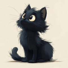 Fototapeta premium Black and white kitten with captivating eyes, a fluffy feline friend