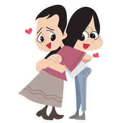 A man stands and hugs a woman he loves.