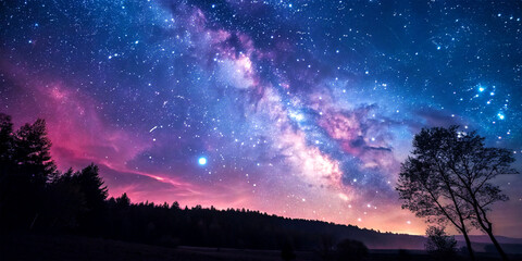 Obraz premium Colorful space background with glowing stars