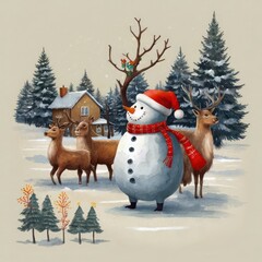 Santa Claus and snowman