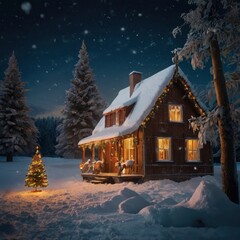 christmas house in the forest