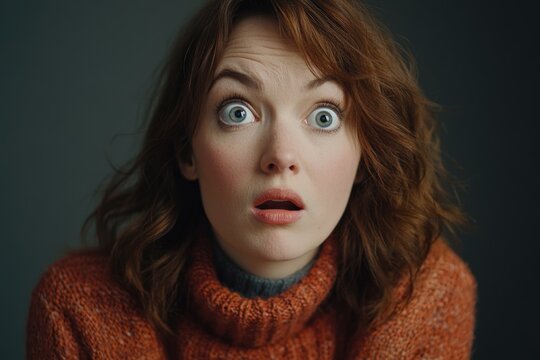 A woman with a shocked or amazed facial expression