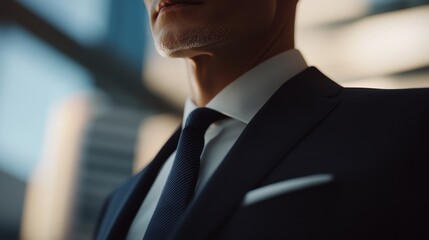 Low-angle portrait of a sharp businessman	